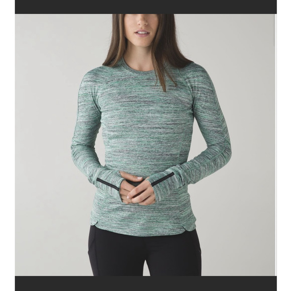 Lululemon Runderful Long Sleeve Space Dye top 2 in Camo Forage Teal. - Picture 1 of 14